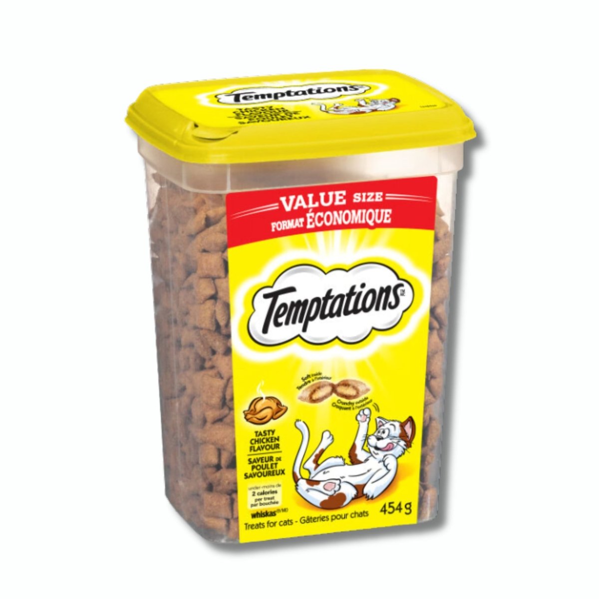Whiskas Temptations Tub (454g) - Seafood, Chicken & Beef Flavours - Pet Supply